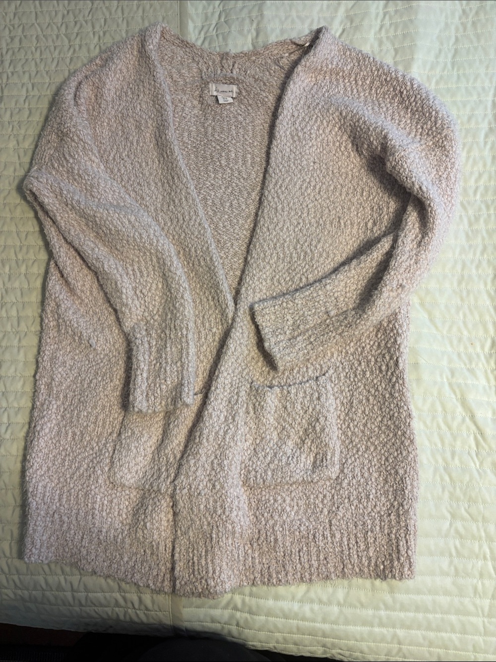 Cozy Open-Front PinkKnit Cardigan Sweater